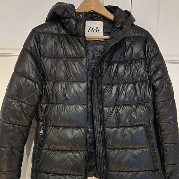 ZARA shiny black puffer jacket - Picture 3 of 7